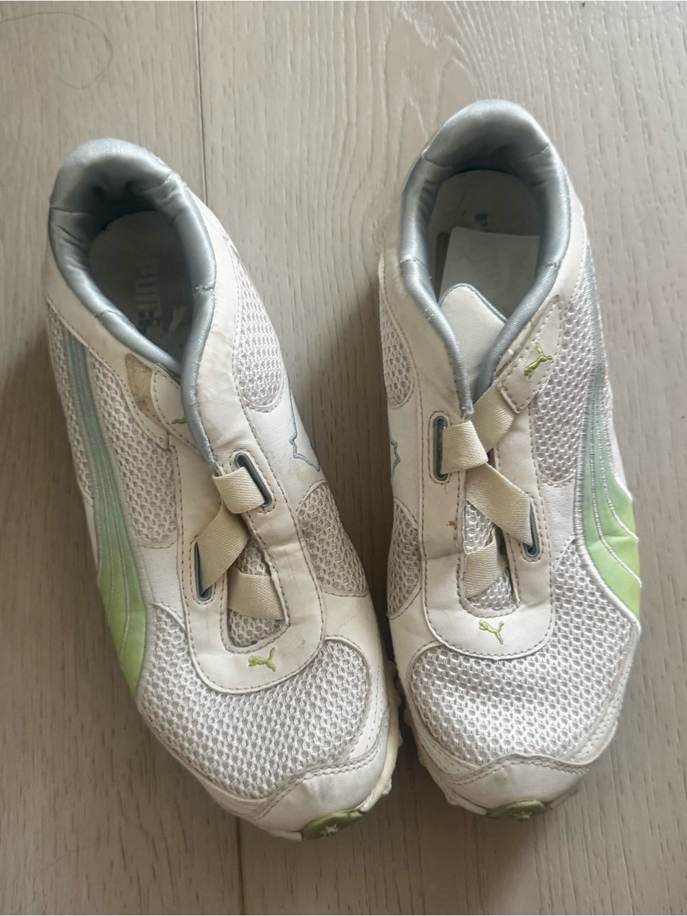 Puma White and Light Green Women's Cell Sneakers